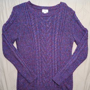 Old Navy Cable Knit Crew Neck Purple Sparkle Sweater